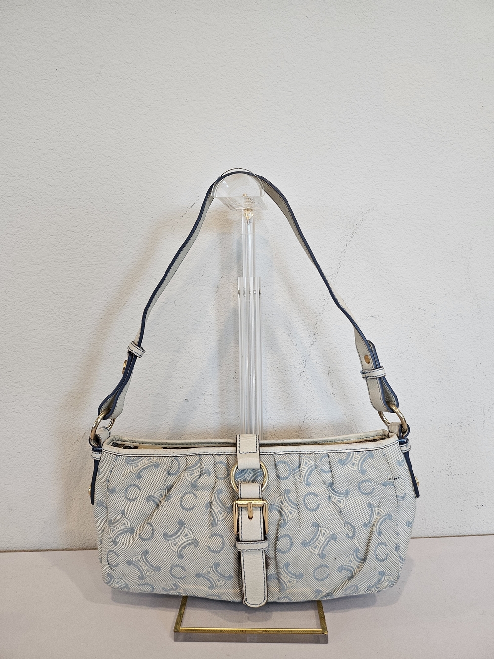 Celine C Macadam Canvas Baguette Shoulder Bag